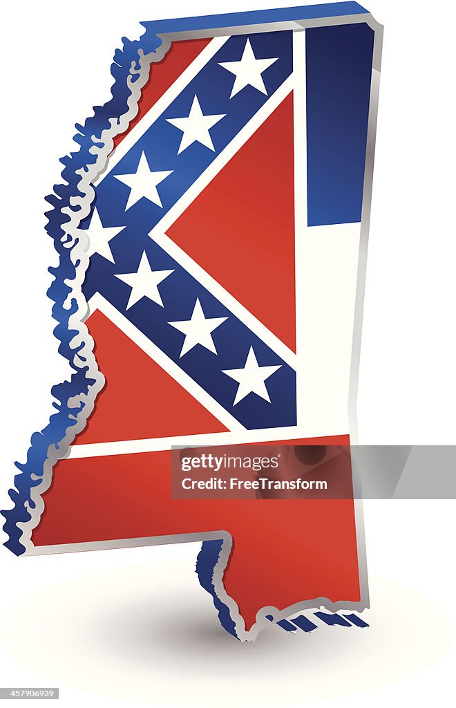 Mississippi Flag Map 3D