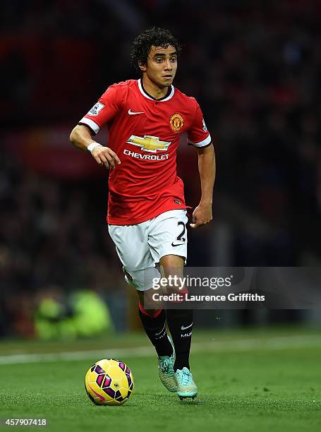 Rafael of Manchester United in action during the Barclays Premier League match between Manchester United and Chelsea at Old Trafford on October 26,...