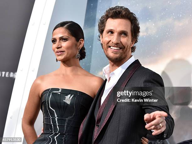 Camila Alves McConaughey and actor Matthew McConaughey attends the premiere of Paramount Pictures' "Interstellar" at TCL Chinese Theatre IMAX on...