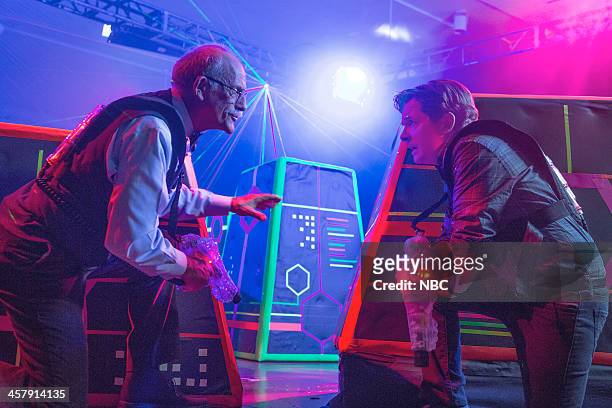 Health" Episode 119 -- Pictured: Christopher Lloyd as Principal McTavish, Michael J. Fox as Mike Henry --