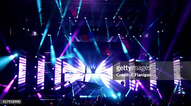 Producer Calvin Harris performs during the 2014 Austin City Limits Music Festival at Zilker Park on October 12, 2014 in Austin, Texas.