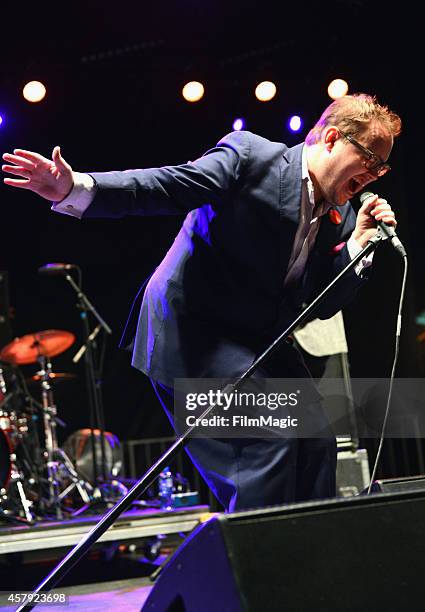 Singer Paul Janeway of St. Paul and The Broken Bones performs onstage during day 3 of the 2014 Life is Beautiful festival on October 26, 2014 in Las...