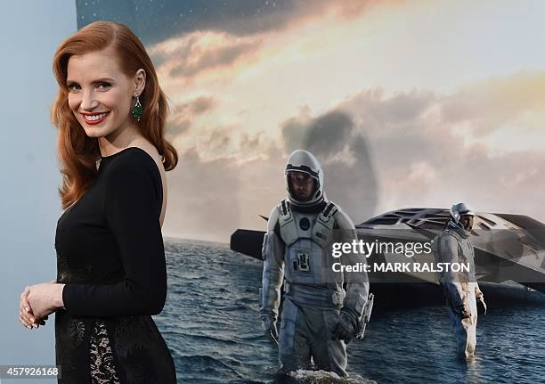 Actress Jessica Chastain arrives for the premiere of Paramount Picture's movie 'Interstellar' at the TCL Chinese Theatre in Hollywood, California on...