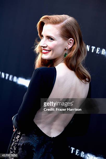 Actress Jessica Chastain attends the premiere of Paramount Pictures' "Interstellar" at TCL Chinese Theatre IMAX on October 26, 2014 in Hollywood,...
