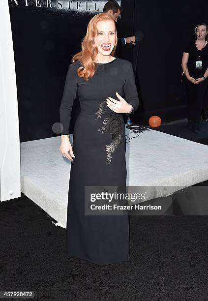 Actress Jessica Chastain attends the premiere of Paramount Pictures' "Interstellar" at TCL Chinese Theatre IMAX on October 26, 2014 in Hollywood,...