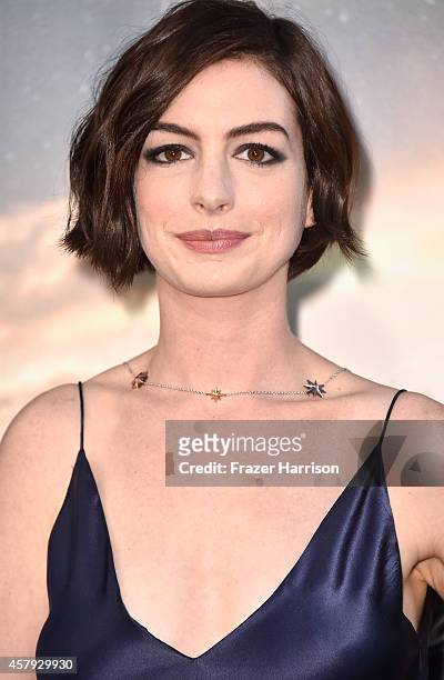 Actress Anne Hathaway attends the premiere of Paramount Pictures' "Interstellar" at TCL Chinese Theatre IMAX on October 26, 2014 in Hollywood,...