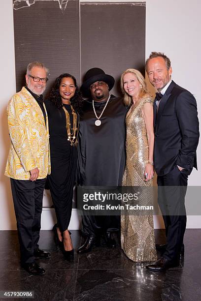 Howard Rachofsky, Shani James, Cee Lo Green, Cindy Rachofsky and John Benjamin Hickey attend the TWO x TWO For AIDS And Art 2014 Gala and Auction on...