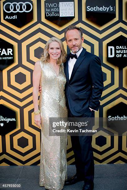 Cindy Rachofsky and John Benjamin Hickey attend the TWO x TWO For AIDS And Art 2014 Gala and Auction on October 25, 2014 in Dallas, Texas.