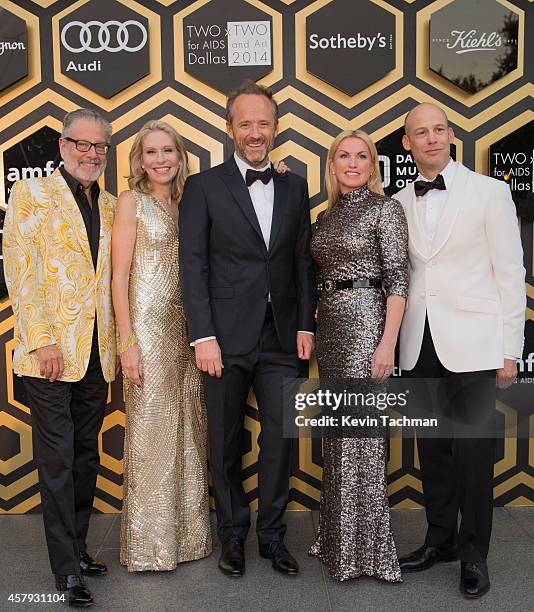 Howard Rachofsky, Cindy Rachofsky, John Benjamin Hickey, Lisa Runyon and John Runyon attend the TWO x TWO For AIDS And Art 2014 Gala and Auction on...