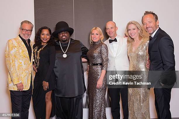 Howard Rachofsky, Shani James, Cee Lo Green, Lisa Runyon, John Runyon, Cindy Rachofsky and John Benjamin Hickey attend the TWO x TWO For AIDS And Art...