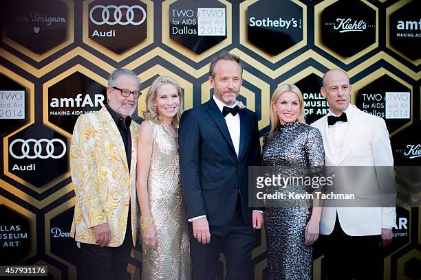 Howard Rachofsky, Cindy Rachofsky, John Benjamin Hickey, Lisa Runyon and John Runyon attend the TWO x TWO For AIDS And Art 2014 Gala and Auction on...