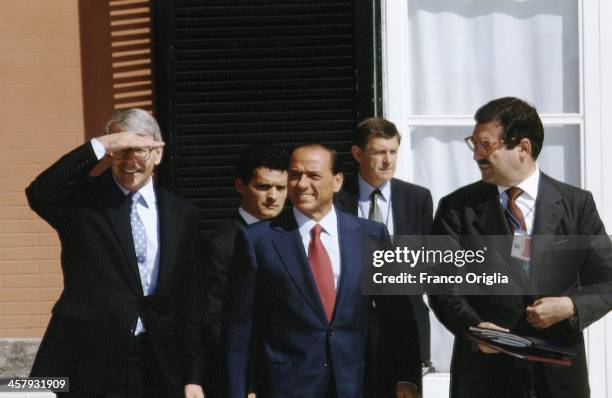 British Prime Minister John Major and Italian Prime Minister Silvio Berlusconi during the G7 Summit at the Royal Palace of Naples, Piazza del...