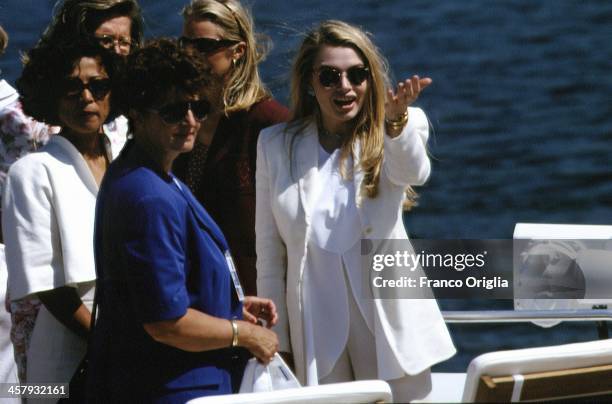 Second wife of Italian Prime Minister Silvio Berlusconi, Veronica Lario , on a official visit of the city during the G7 Summit on July 10, 1994 in...