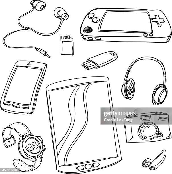 digital gadget collection - usb cable stock illustrations