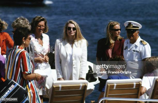 Second wife of Italian Prime Minister Silvio Berlusconi, Veronica Lario , on a official visit of the city during the G7 Summit on July 10, 1994 in...