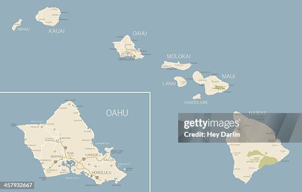 ilustraciones, imágenes clip art, dibujos animados e iconos de stock de mapa de hawai - isla grande de hawái islas de hawái