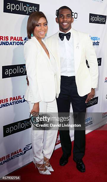 Pro basketball player Chris Paul and wife Jada Crawley attend the CP3 Foundation Celebrity Server Dinner at Mastro's Steakhouse on October 26, 2014...
