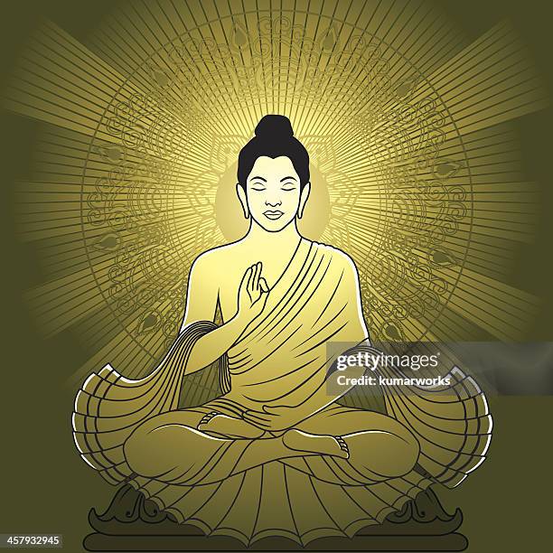 meditating buddha - light at the end of the tunnel stock illustrations stock illustrations
