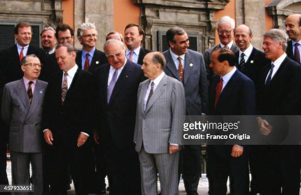 European Commission President Jacques Delors, Canadian Prime Minister Jean Chretien, German Chancellor Helmut Kohl, French President Francois...