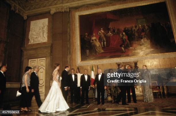Italian Prime Minster Silvio Berlusconi and his Second wife Veronica Lario and President of the Italian Republic Oscar Luigi Scalfaro with his...