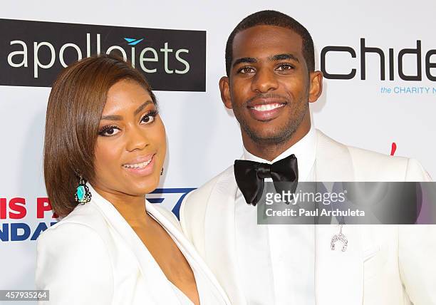 Pro Basketball Player Chris Paul and his wife Jada Crawley attend the CP3 Foundation's Celebrity Server Dinner at Mastro's Steakhouse on October 26,...