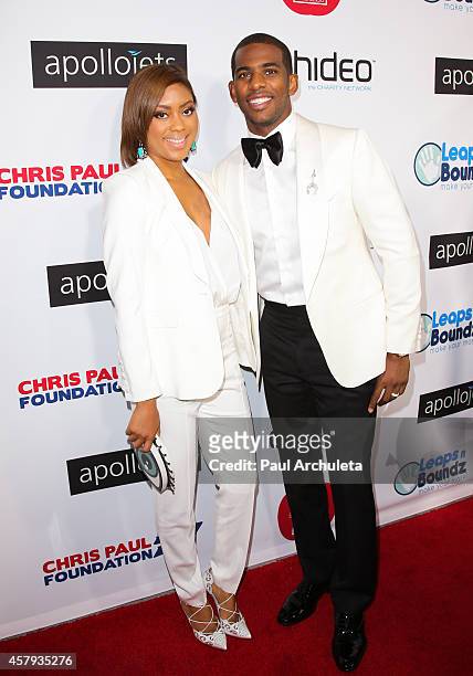 Pro Basketball Player Chris Paul and his wife Jada Crawley attend the CP3 Foundation's Celebrity Server Dinner at Mastro's Steakhouse on October 26,...