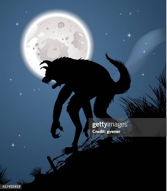 werwolf silhouette - werewolf stock-grafiken, -clipart, -cartoons und -symbole