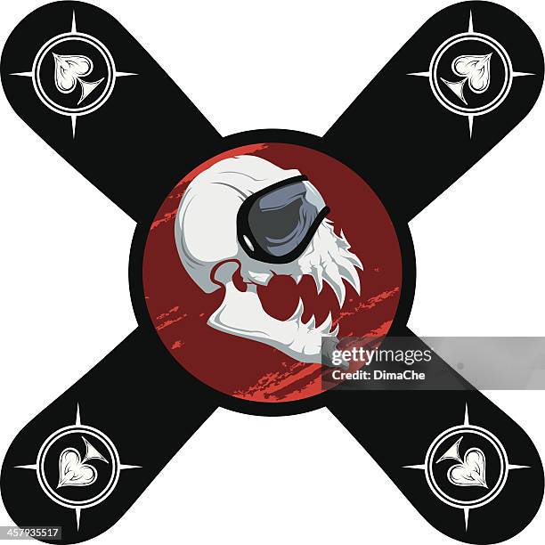 skull in sport glass - snowboarding stock illustrations