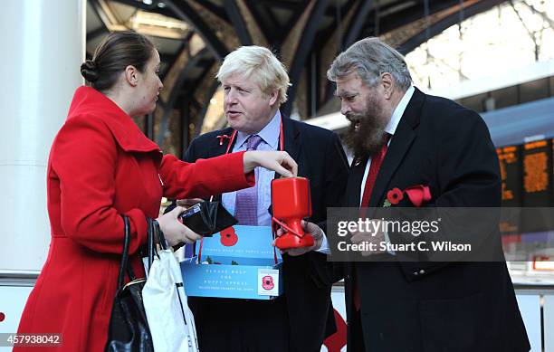 Mayor Of London Boris Johnson and Brian Blessed are proud in launching 'London Poppy Day' at Liverpool Street Station, calling on Londoners to help...