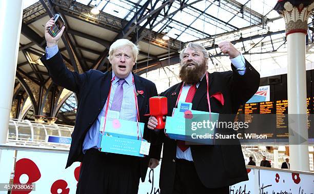 Mayor Of London Boris Johnson and Brian Blessed are proud in launching 'London Poppy Day' at Liverpool Street Station, calling on Londoners to help...