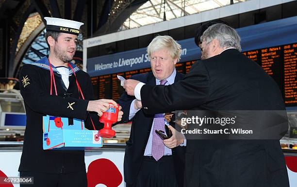 Mayor Of London Boris Johnson and Brian Blessed are proud in launching 'London Poppy Day' at Liverpool Street Station, calling on Londoners to help...