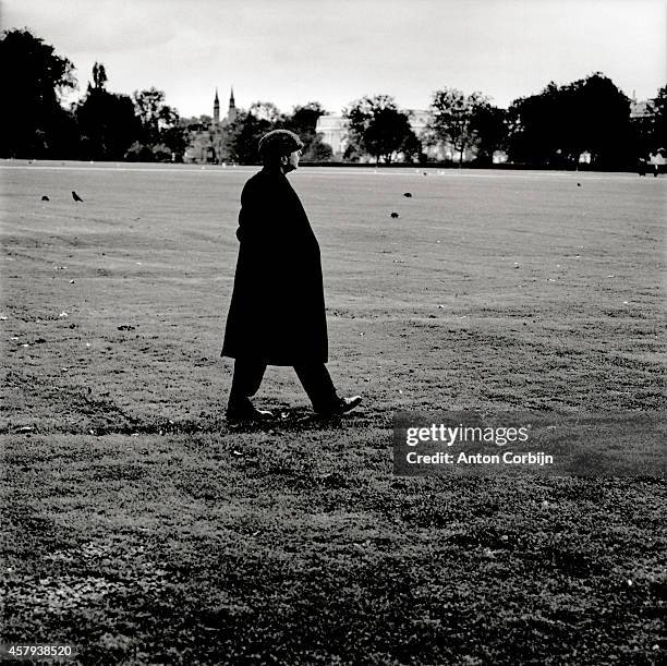 Artist Leonard Cohen is photographed for Details Magazine on October 8, 1992 in London, England.