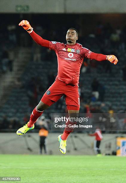 Senzo Meyiwa of Pirates during the MTN 8 Semi Final second leg match between Orlando Pirates and Bidvest Wits at Orlando Stadium on August 23, 2014...