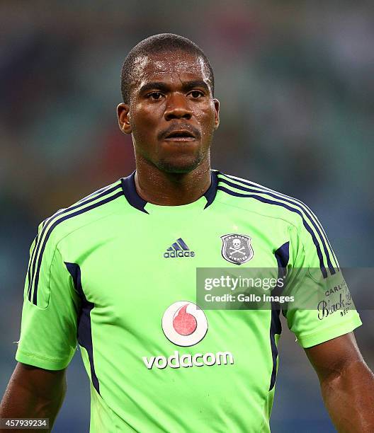 Senzo Meyiwa during the Absa Premiership match between Amazulu and Orlando Pirates from Moses Mabhida Stadium on April 04, 2012 in Durban, South...