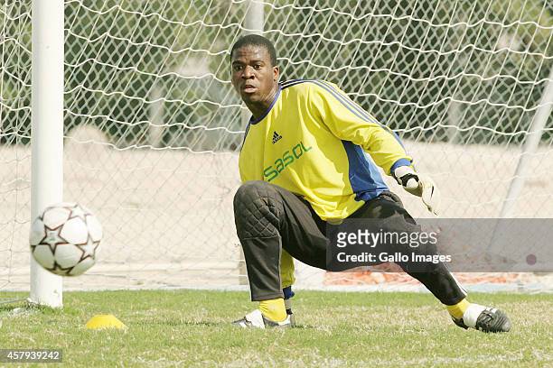 Senzo Meyiwa at training for South Africa during the Eight Nations Tournament in Qatar SC Stadium on January 30, 2007 in Qatar.