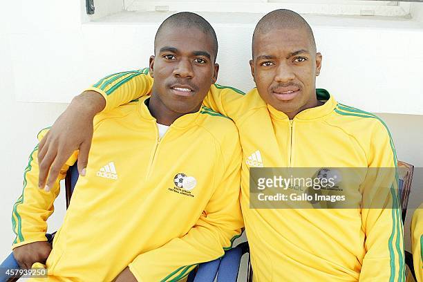 Senzo Meyiwa and Itumeleng Khune during the Amaglug-glug players and officials visit to the South African embassy in Qatar on Tuesday, two days ahead...