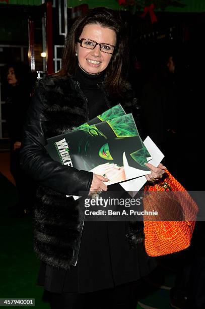 Karen Hardy attends the press night for "Wicked" at Apollo Victoria Theatre on December 19, 2013 in London, England.