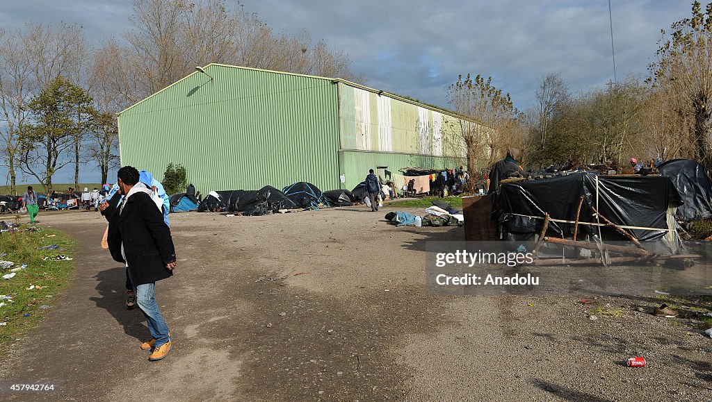 Immigrants in a camp in Calais of France