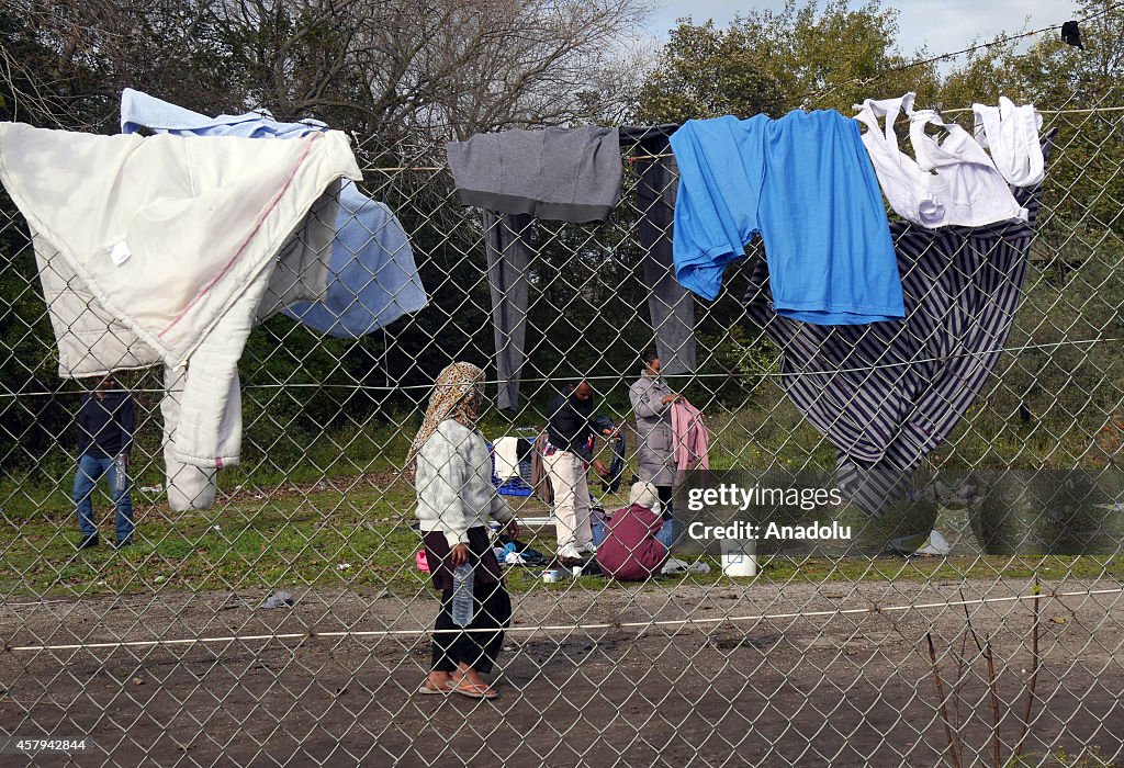 Immigrants in a camp in Calais of France