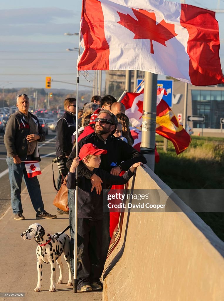 Body of Cpl Nathan Cirillo travels along Highway of Heroes