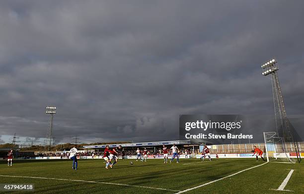 General view of the Bob Lucas stadium during the FA Cup Qualifying Fourth Round match between Weymouth v Braintree Town at the Bob Lucas stadium on...