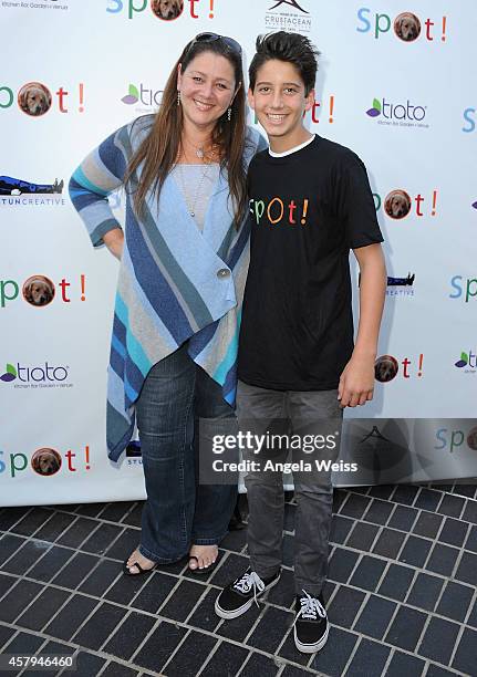 Actress Camryn Manheim and her son Milo arrive at the 3rd Annual Saving SPOT! Dog Rescue Benefit held at Tiato on October 26, 2014 in Santa Monica,...