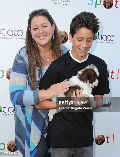 Actress Camryn Manheim and her son Milo arrive at the 3rd Annual Saving SPOT! Dog Rescue Benefit held at Tiato on October 26, 2014 in Santa Monica,...