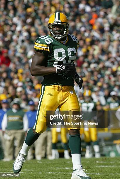 Donald Lee of the Green Bay Packers waiting for the start of the game against the New Orleans Saints on October 9, 2005 at Lambeau Field Stadium in...