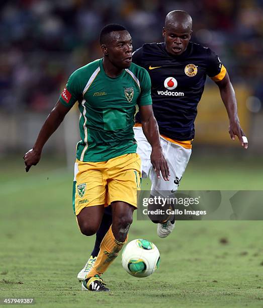 Siyanda Zwane of Lamontville Golden Arrows during the Absa Premiership match between Golden Arrows and Kaizer Chiefs at Moses Mabhida Stadium on...