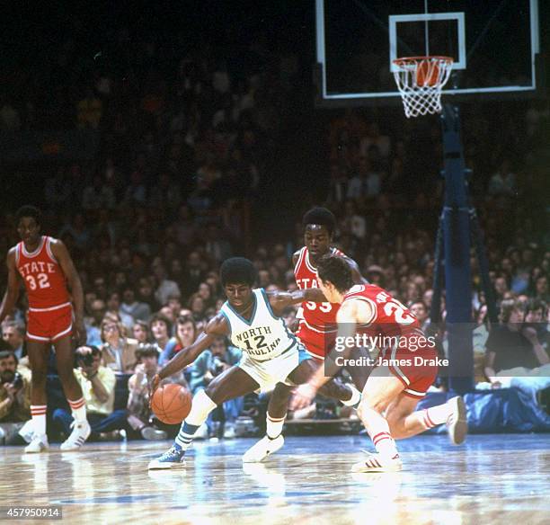 Tournament: North Carolina Phil Ford in action vs North Carolina State during Finals at Greensboro Coliseum. Greensboro, NC 3/8/1975 CREDIT: James...