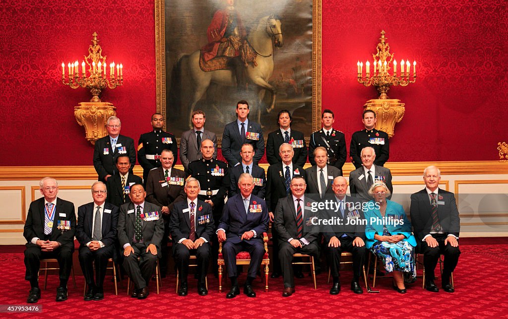 The Prince Of Wales Hosts Afternoon Tea For Members Of The Victoria Cross And George Cross Association