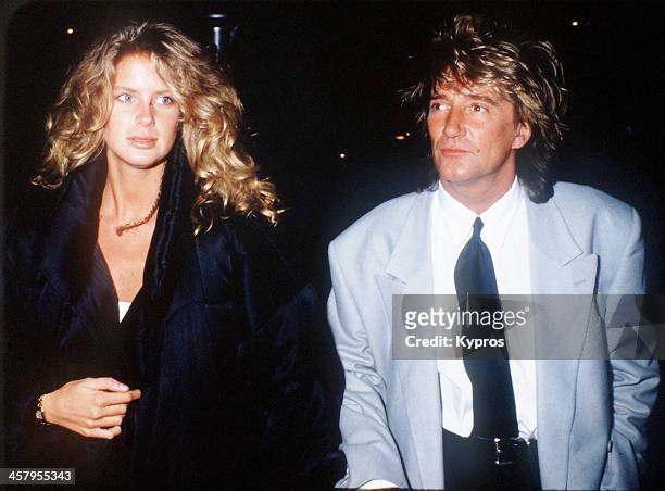 British singer and songwriter Rod Stewart with his wife Rachel Hunter, circa 1992