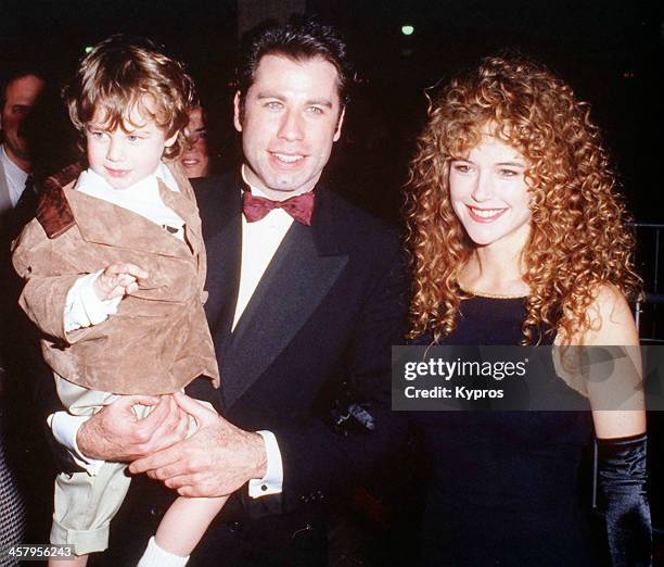 American actor John Travolta with his wife, actress Kelly Preston, circa 1993.