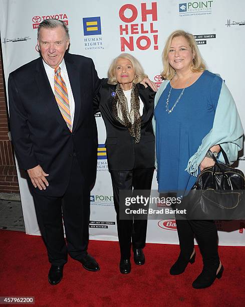 David Mixner, Edie WIndsor and Hilary Rosen attend "Oh Hell No!" Opening Night arrivals at New World Stages on October 27, 2014 in New York City.